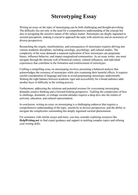 Gender Stereotype Essay.pdf | Educational Assessment | Education