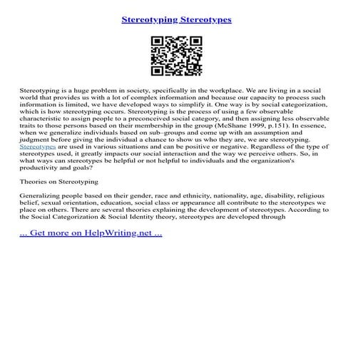 Stereotyping Stereotypes