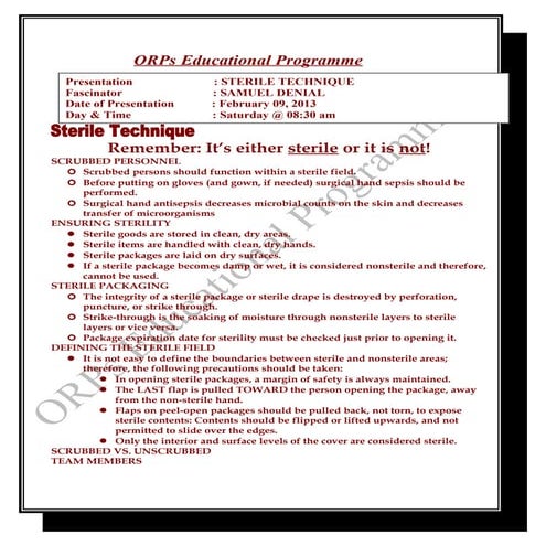 Sterile technique              samuel