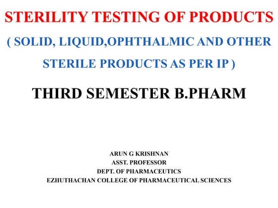 Sterility tests | PPT
