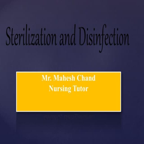 Sterilization and disinfection