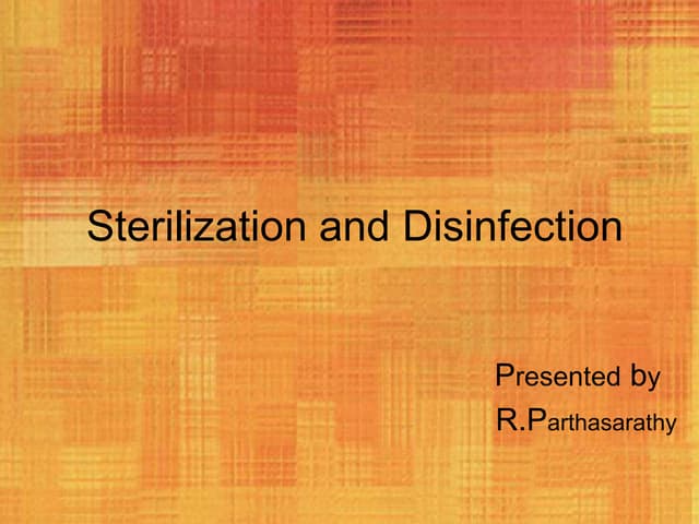 Sterilization and disinfection
