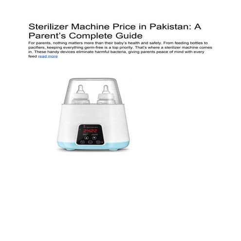 Feeder Sterilizer Price in Pakistan_ A Complete Guide for Parents.docx