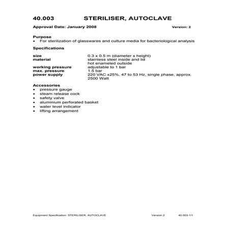 Sterliser, autoclave