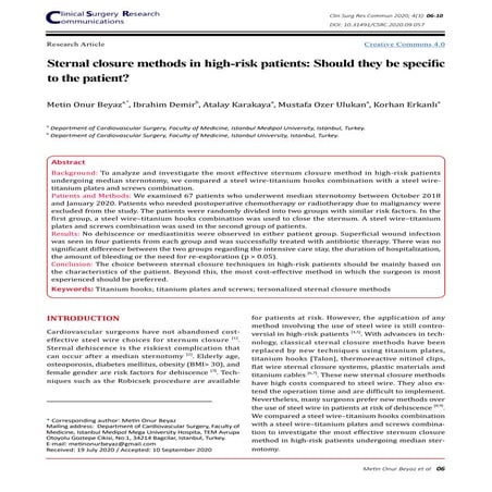 Sternal closure methods in high risk patients - should they be specific ...