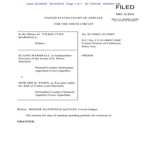 Stern  - motion to stay mandate GRANTED