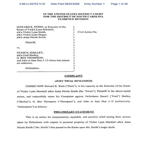 SC - ORIGINAL COMPLAINT