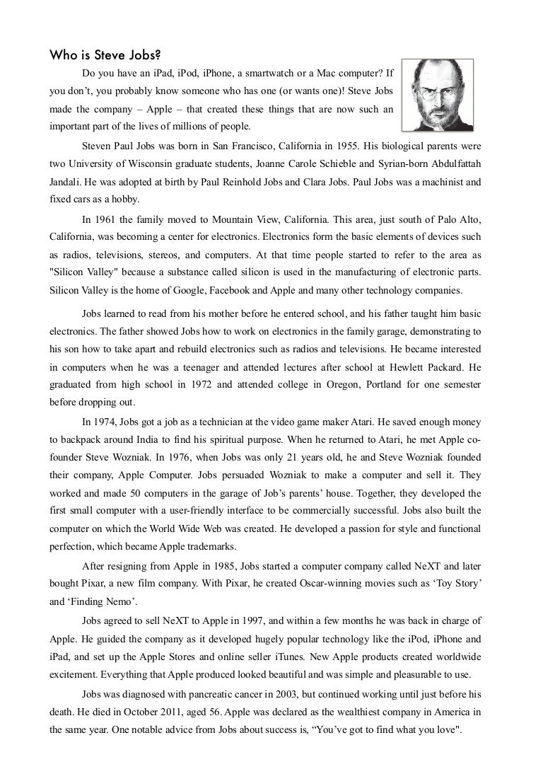 Worksheet Steve Jobs