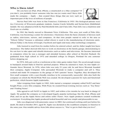Worksheet - Steve Jobs 