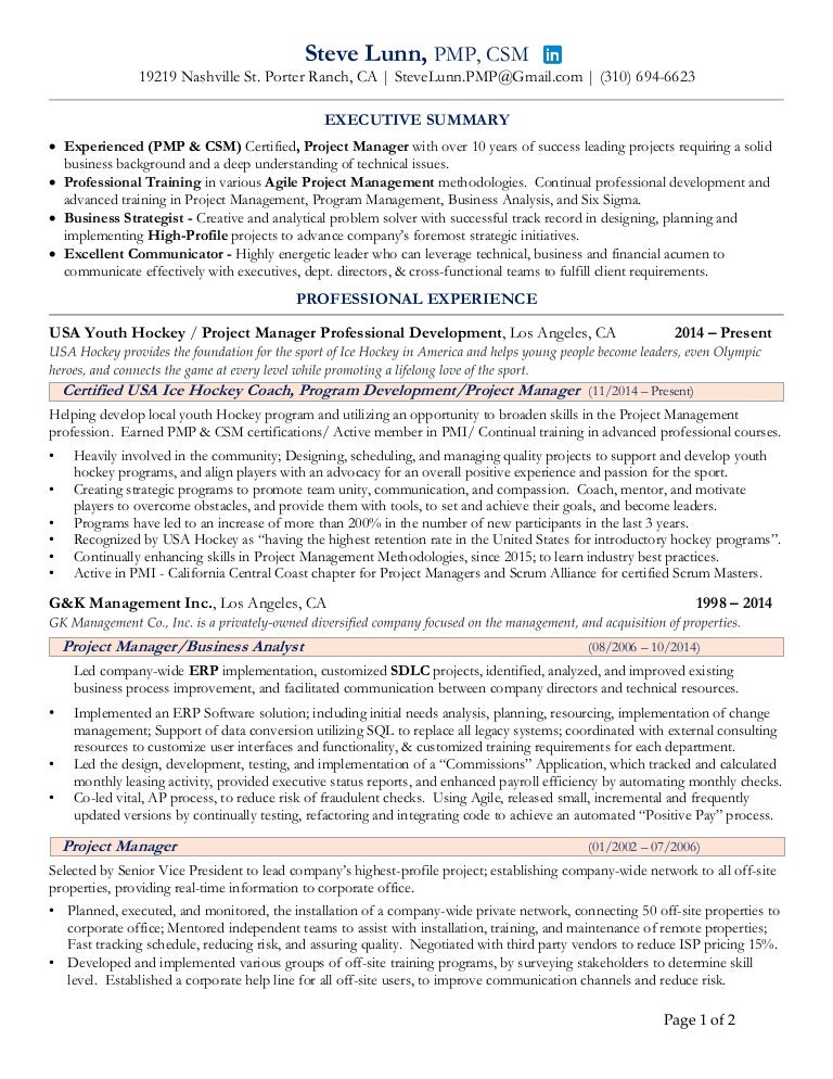 Steve Lunn PMP CSM R sum - Stevelunnpmpcsmrsum 170505220954 Thumbnail 4 