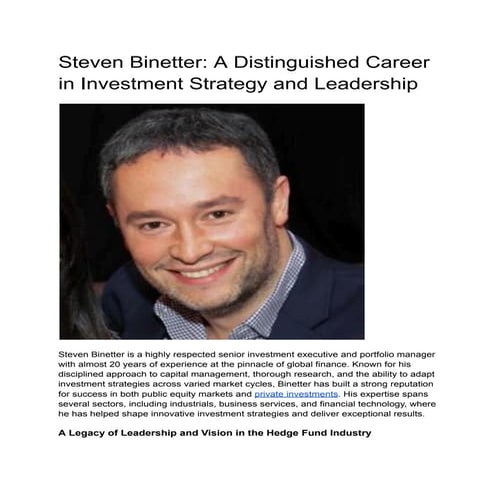 Steven Binetter_ A Distinguished Career in Investment Strategy and ...