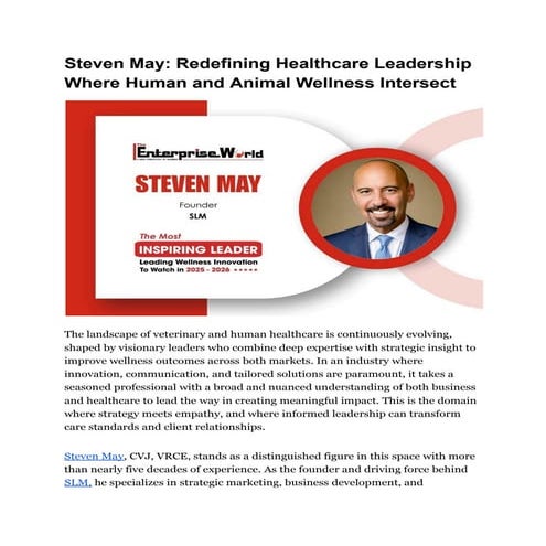 Steven May_ Redefining Healthcare Leadership Where Human and Animal ...