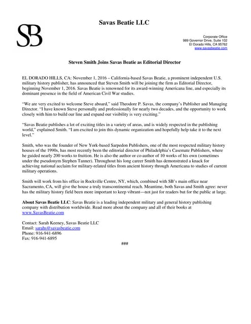 Savas Beatie’s Popular Emerging Civil War Series Wins Army Historical ...