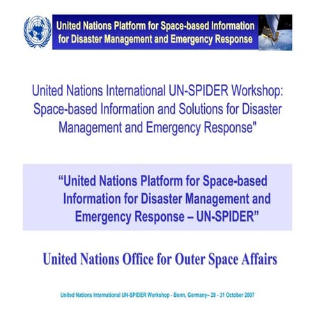 Space-based Information and Solutions for Disaster Management and Emergency R...