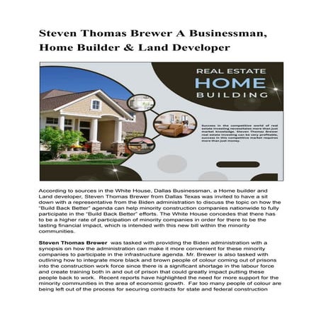 A Visionary Businessman, Home Builder & Land Developer | PDF