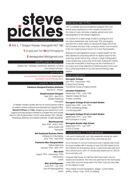 Steve Pickles cv