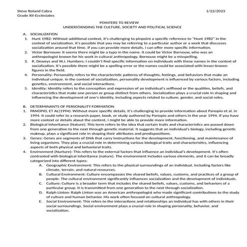 POINTERS TO REVIEW 	                                                         ...