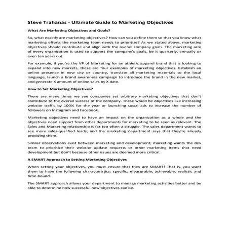 Steve trahanas -  ultimate guide to marketing objectives
