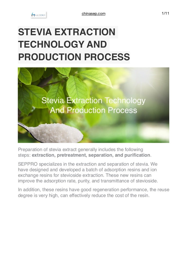 Stevia extraction technology and production process