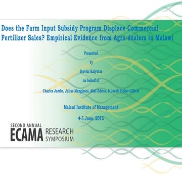 Does the Farm Input Subsidy Program Displace Commercial Fertilizer Sales? Emp...