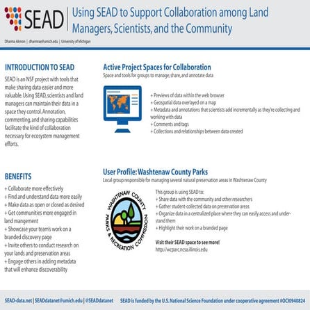 Poster: Using SEAD to Support Collaboration among Land Managers, Scientists, and the Community