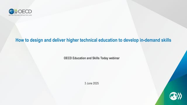 Stewart Butler - OECD - How to design and deliver higher technical education ...
