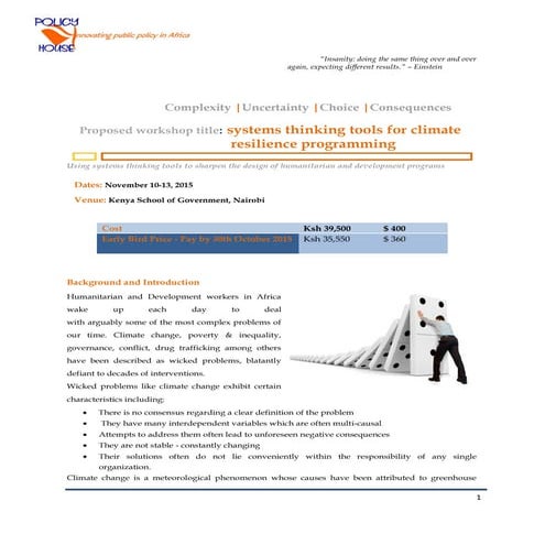 Systems Thinking Tools for Climate Resilience Programming Workshop - Nov 2015