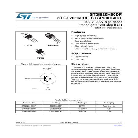 Original IGBT STGF20H60DF GF20H60DF 20H60 600V 20A TO-220F New STMicroelectro...