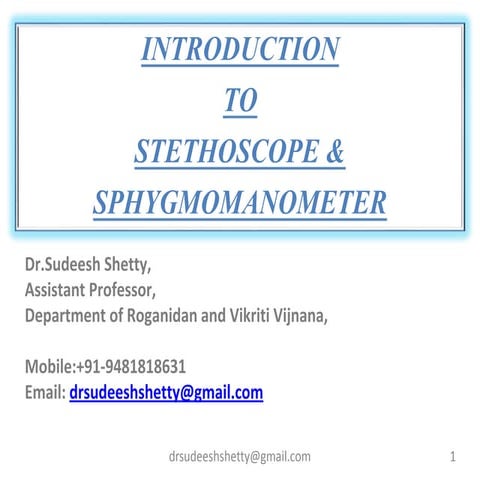 Stethoscope and BP apparatus (Sphygmomanometer) | PDF