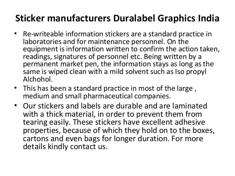 Sticker manufacturers