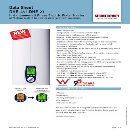 Instantaneous 3 Phase Electric Water Heater | PDF