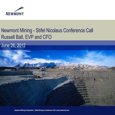Stifel Nicolaus Conference Call Russell Ball, EVP and CFO