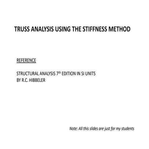 Stiffness Method  for structure analysis - Truss