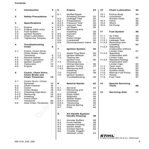 STIHL MS 250 REPAIR MANUAL PDF FREE DOWNLOAD visual data 6