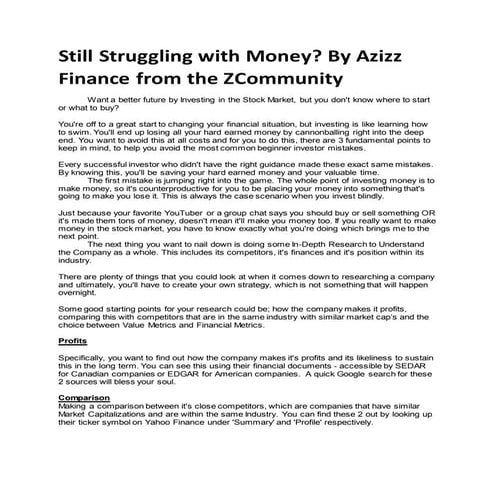 Still struggling with money