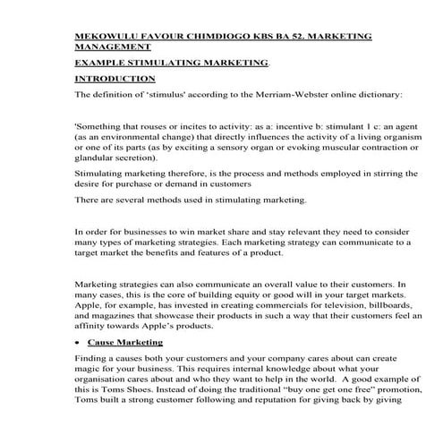 Stimulation marketing