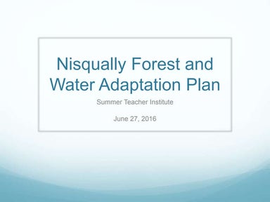 Nisqually Forest and Water Adaptation Plan