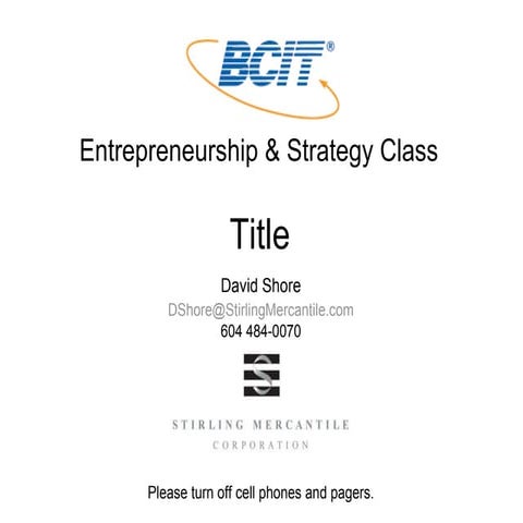 Venture Capital 101 to BCIT Nov 08