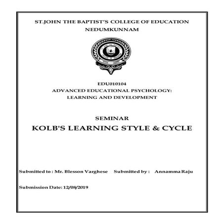 St john the baptist college nedumkunnam project