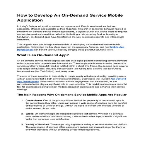 Step-by-Step Process to Create an On-Demand Service App