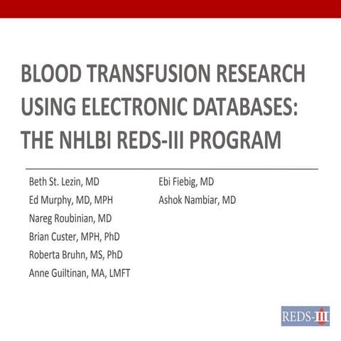 UCSF Informatics Day 2014 - Elizabeth St. Lezin, "Blood Transfusion Research ...