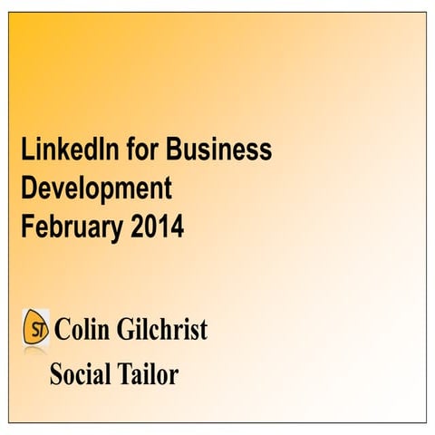 Linkedin Training for Business Development; Social Tailor