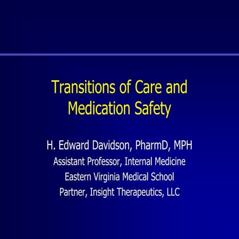 Transitions of Care Medication Safety