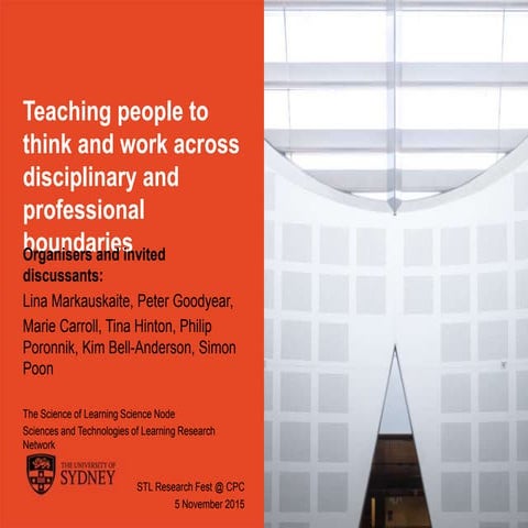 Teaching people to think and work across disciplinary and professional bounda...