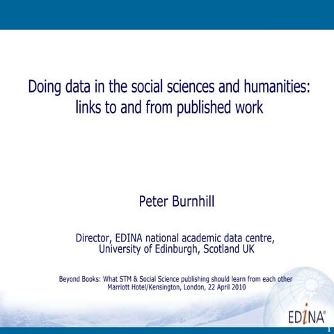 Doing data in the social sciences and humanities: links to and from published...
