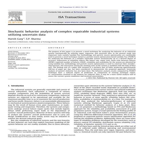 Stochastic behavior analysis of complex repairable industrial systems