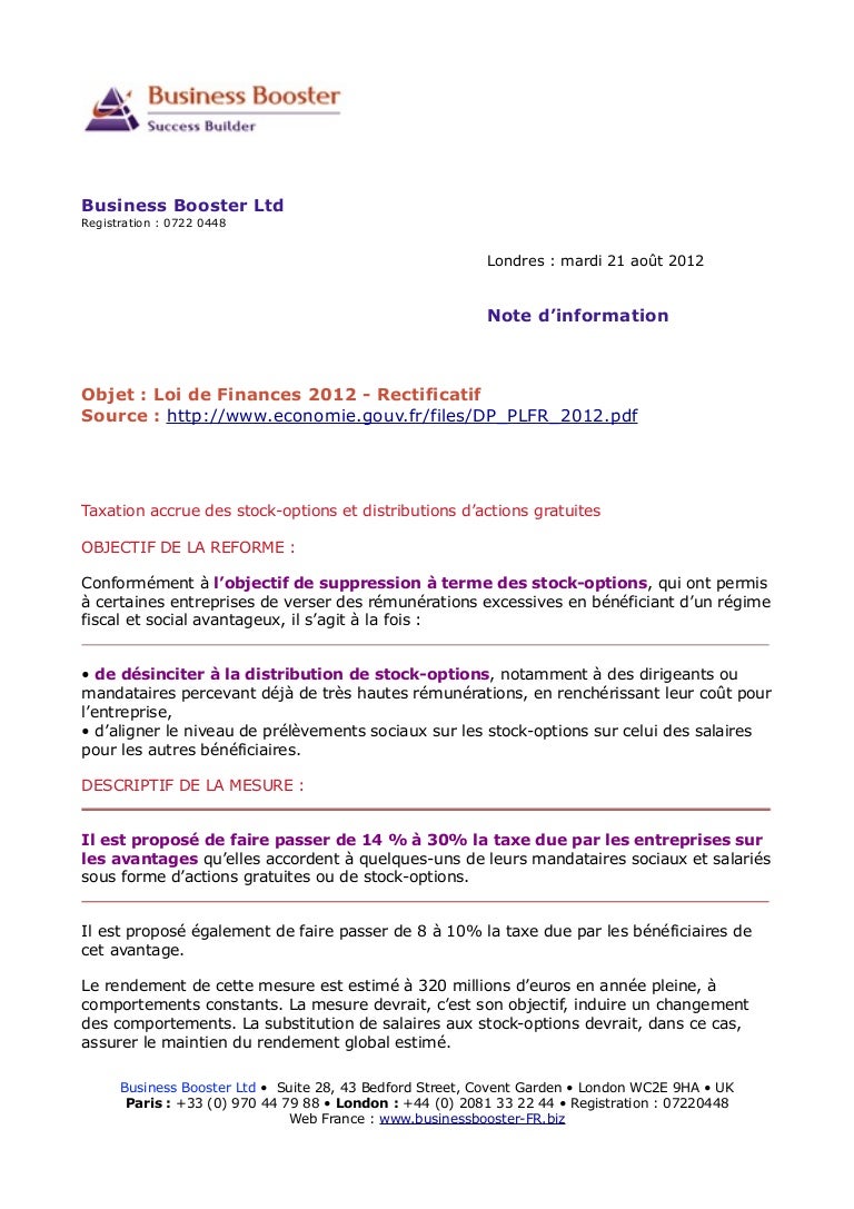 Stock options actions gratuites
