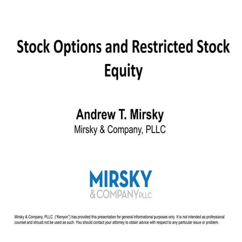 Equity Compensation Design and Use Matrix: stock options, restricted ...