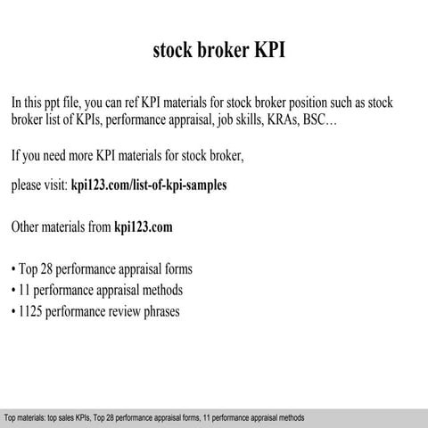 Stock broker kpi