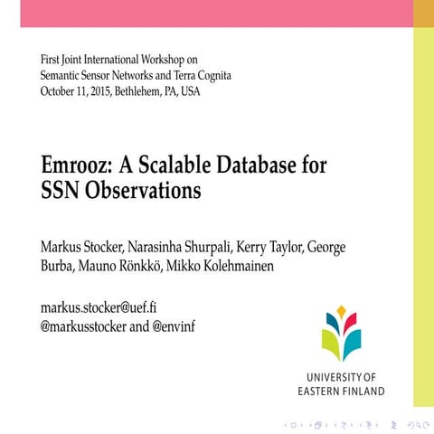 SSN-TC workshop talk at ISWC 2015 on Emrooz